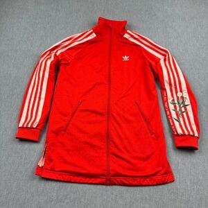 Adidas Track Jacket Womens Extra Small Orange Limited Edition Floral Embroidered